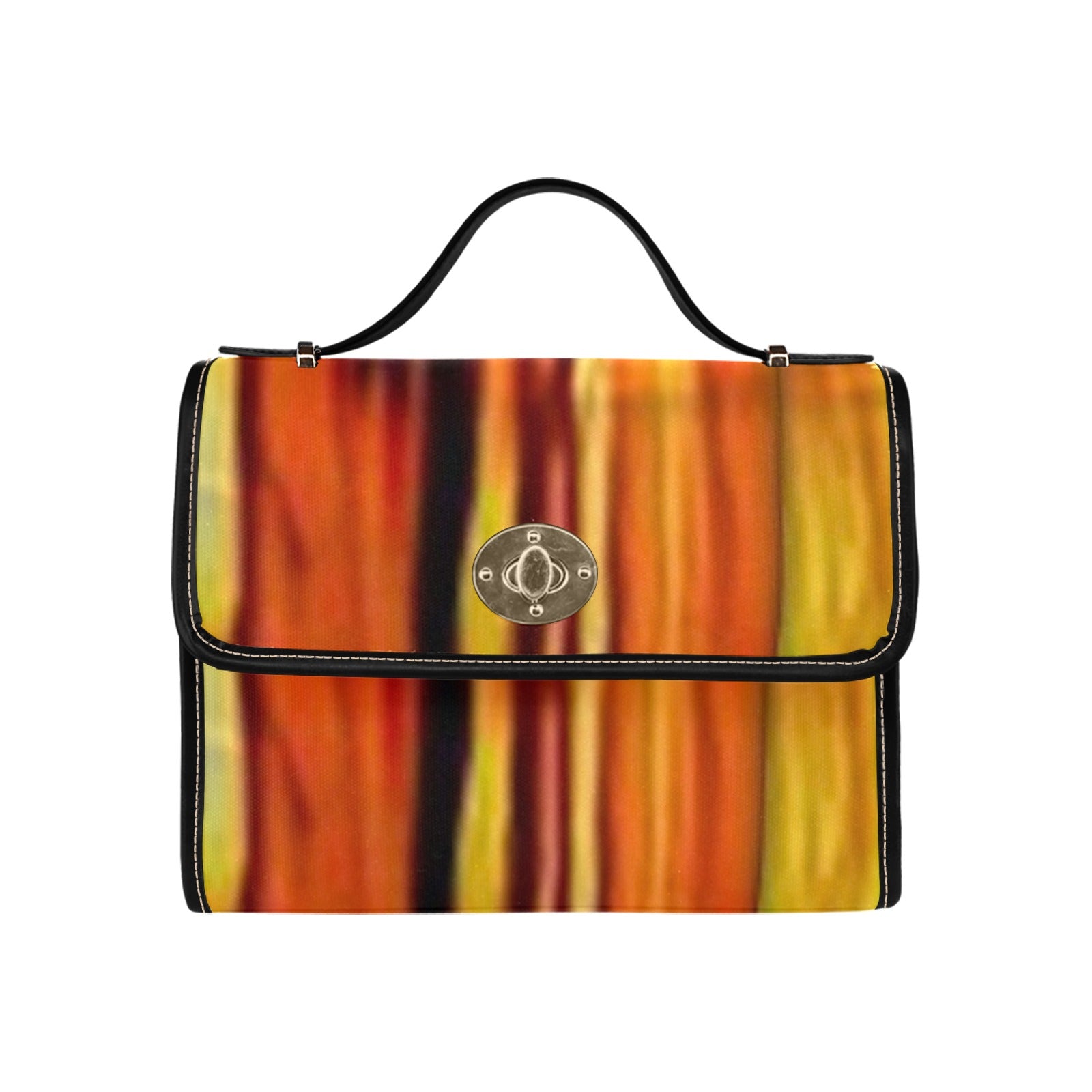 fz yellowish handbag all over print canvas bag (model 1641)(black)