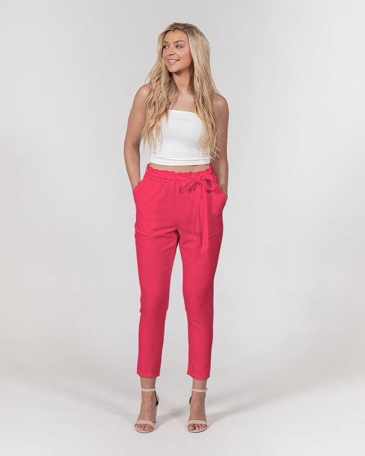 fzwear salmon pink women's belted tapered pants