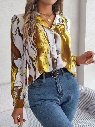 FZ Women's Printed Button Up Long Sleeve Work Top - FZwear