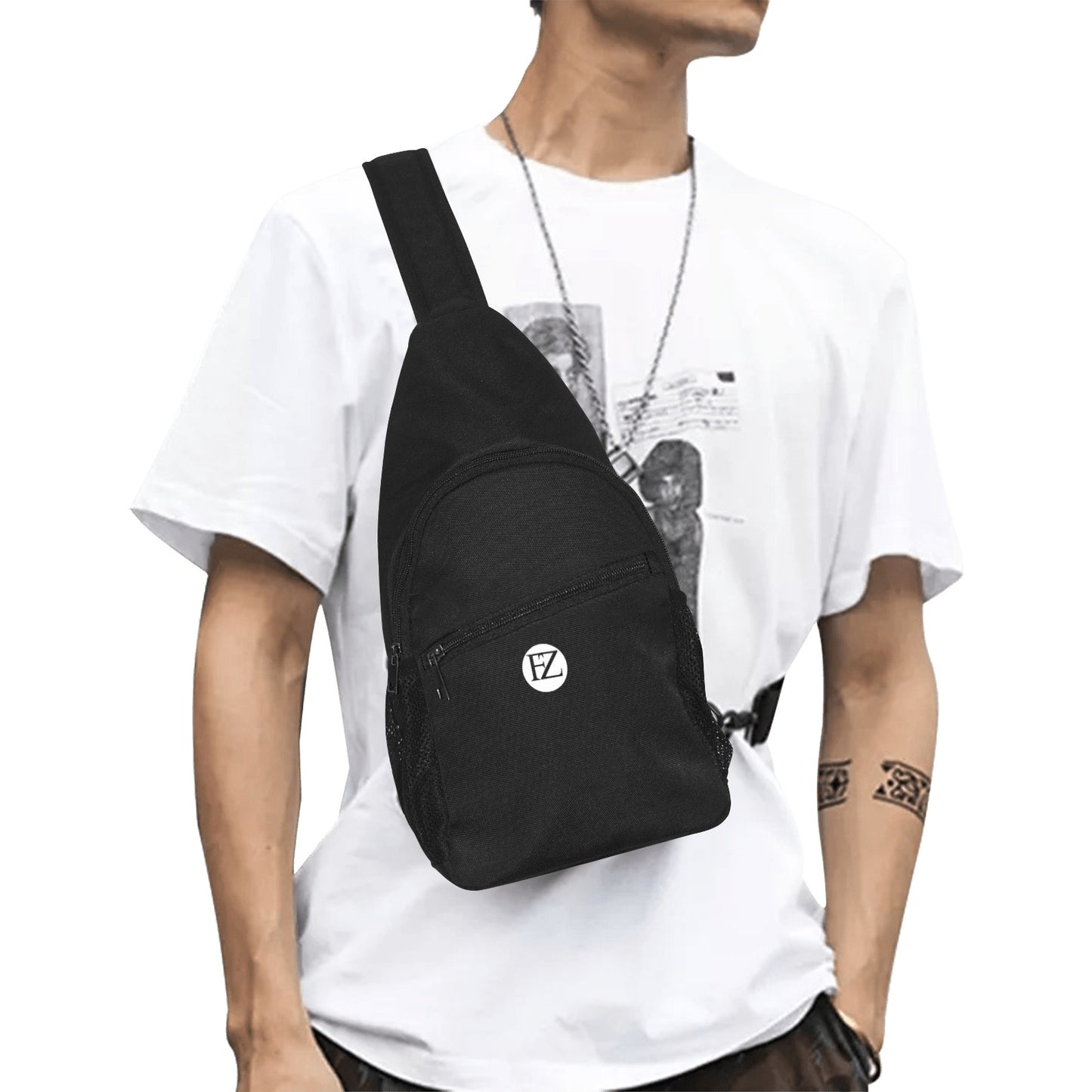 fz men's chest bag too one size / fz chest bag-black all over print chest bag(model1719)
