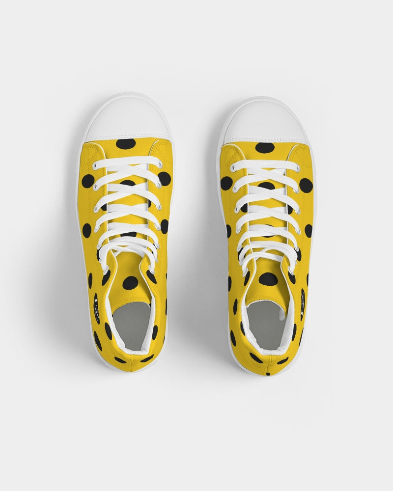 fz yellow dot men's hightop canvas shoe