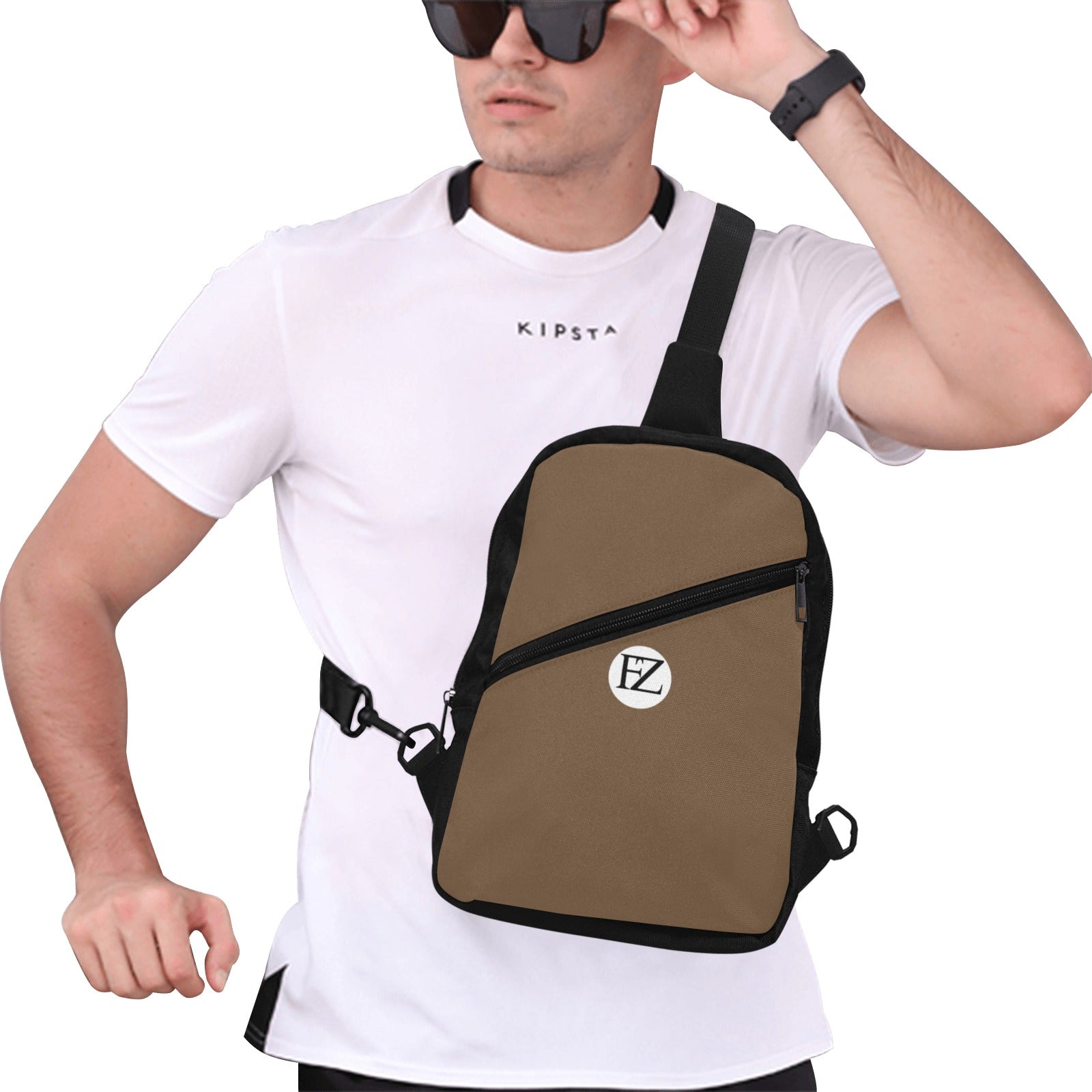 fz men's chest bag one size / fz chest bag-brown men's chest bag (model1726)