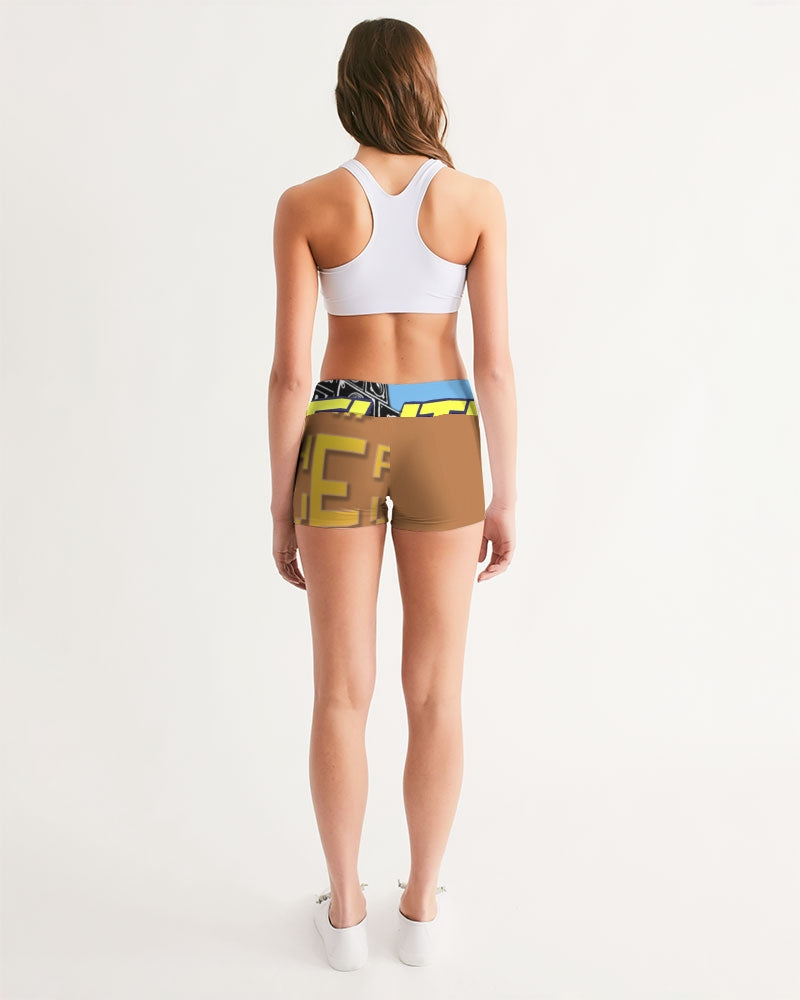 tan flite women's mid-rise yoga shorts