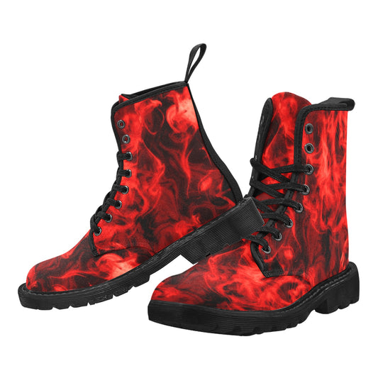 fz women's boot women's lace up canvas boots (model1203h)(black)