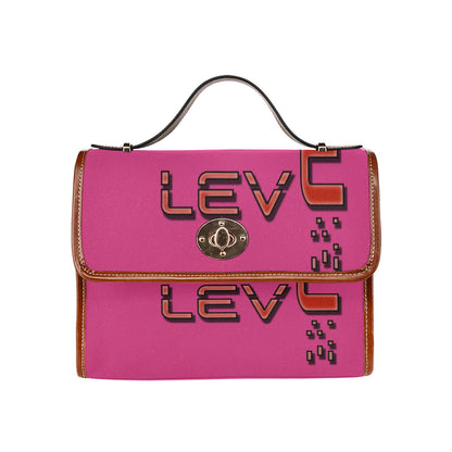 fz red levels handbag one size / fz - levels bag-fuchsia all over print waterproof canvas bag(model1641)(brown strap)