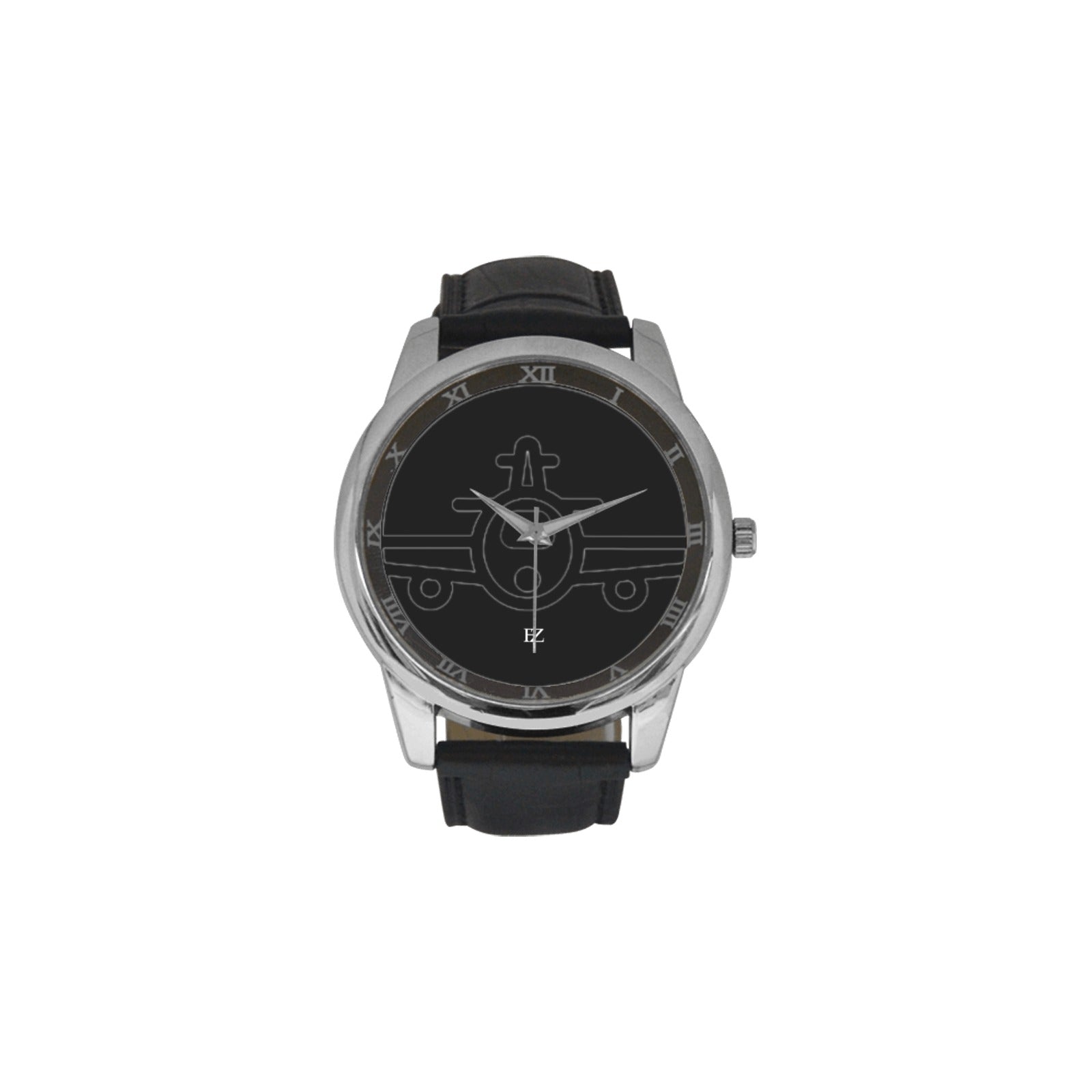 fz men's watch men's leather strap large dial watch (model 213)