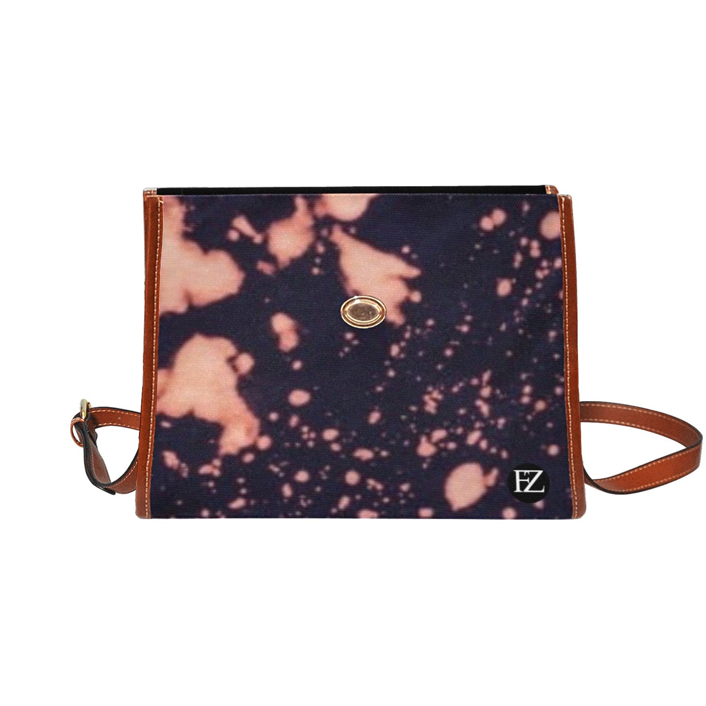 fz original handbag  - dye all over print waterproof canvas bag(model1641)(brown strap)
