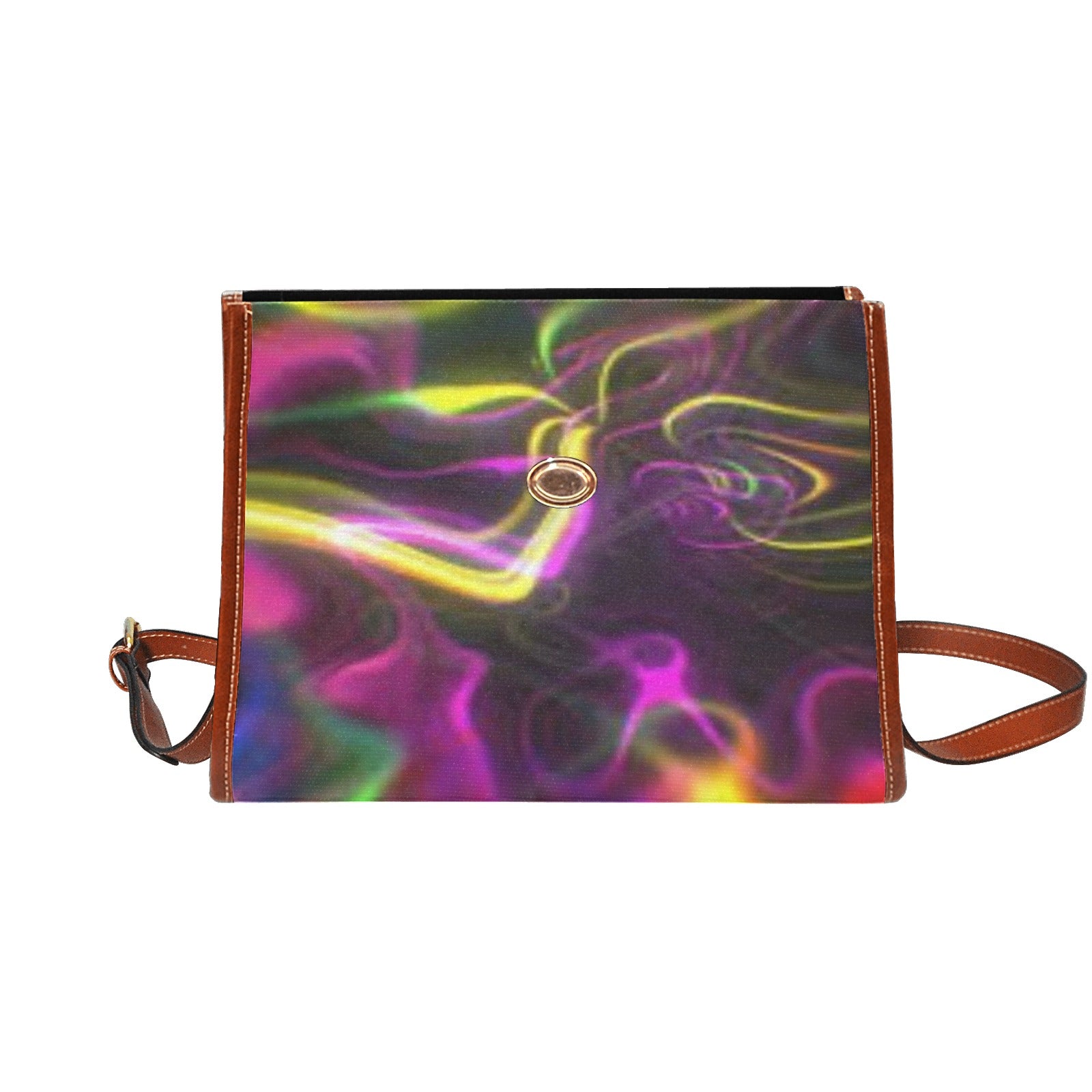 fz women's abstract hand bag all over print waterproof canvas bag(model1641)(brown strap)