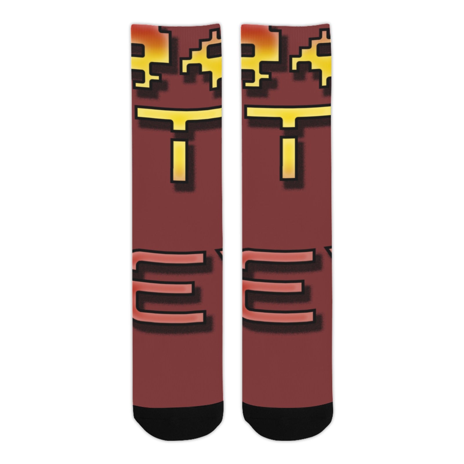 fz unisex socks - red one size / fz socks - burgundy sublimated crew socks(made in usa)