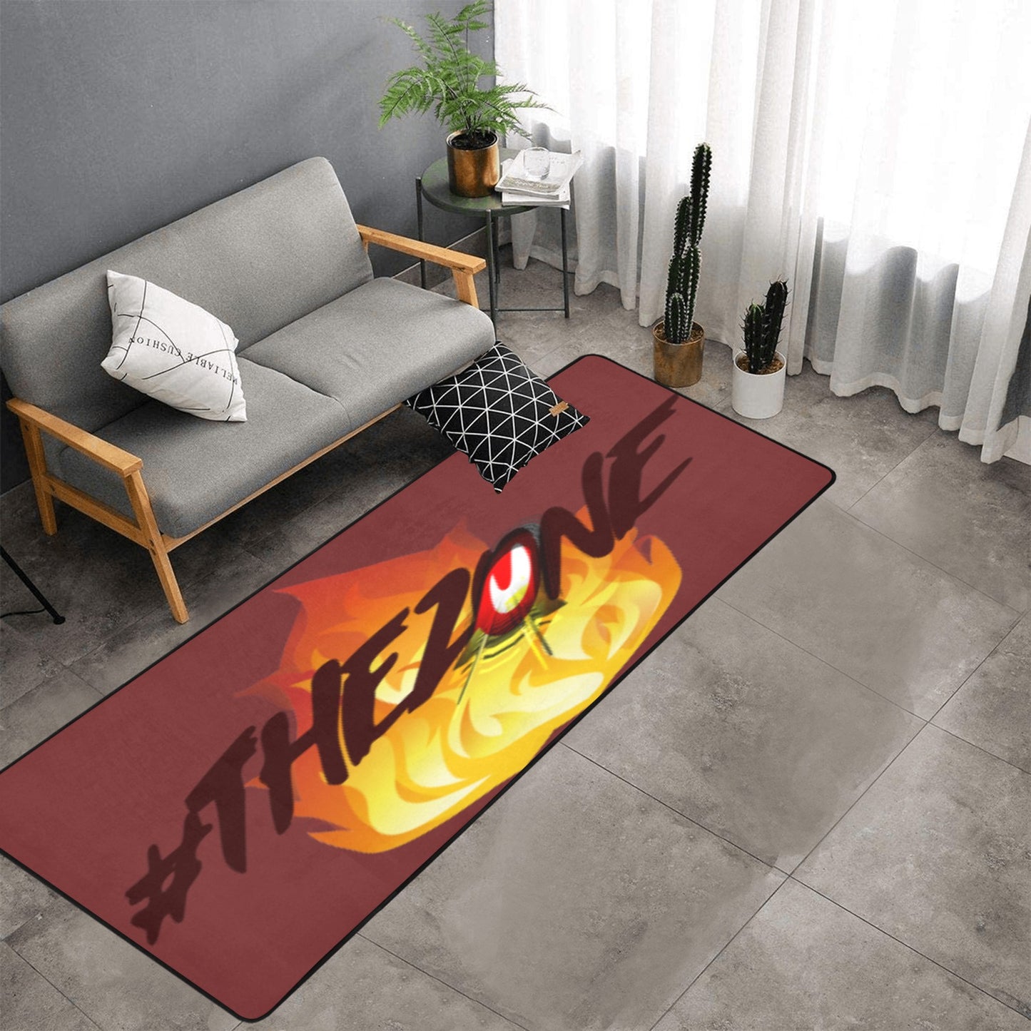 fz zone area rug one size / fz rug - burgundy area rug with black binding  10'x3'3''