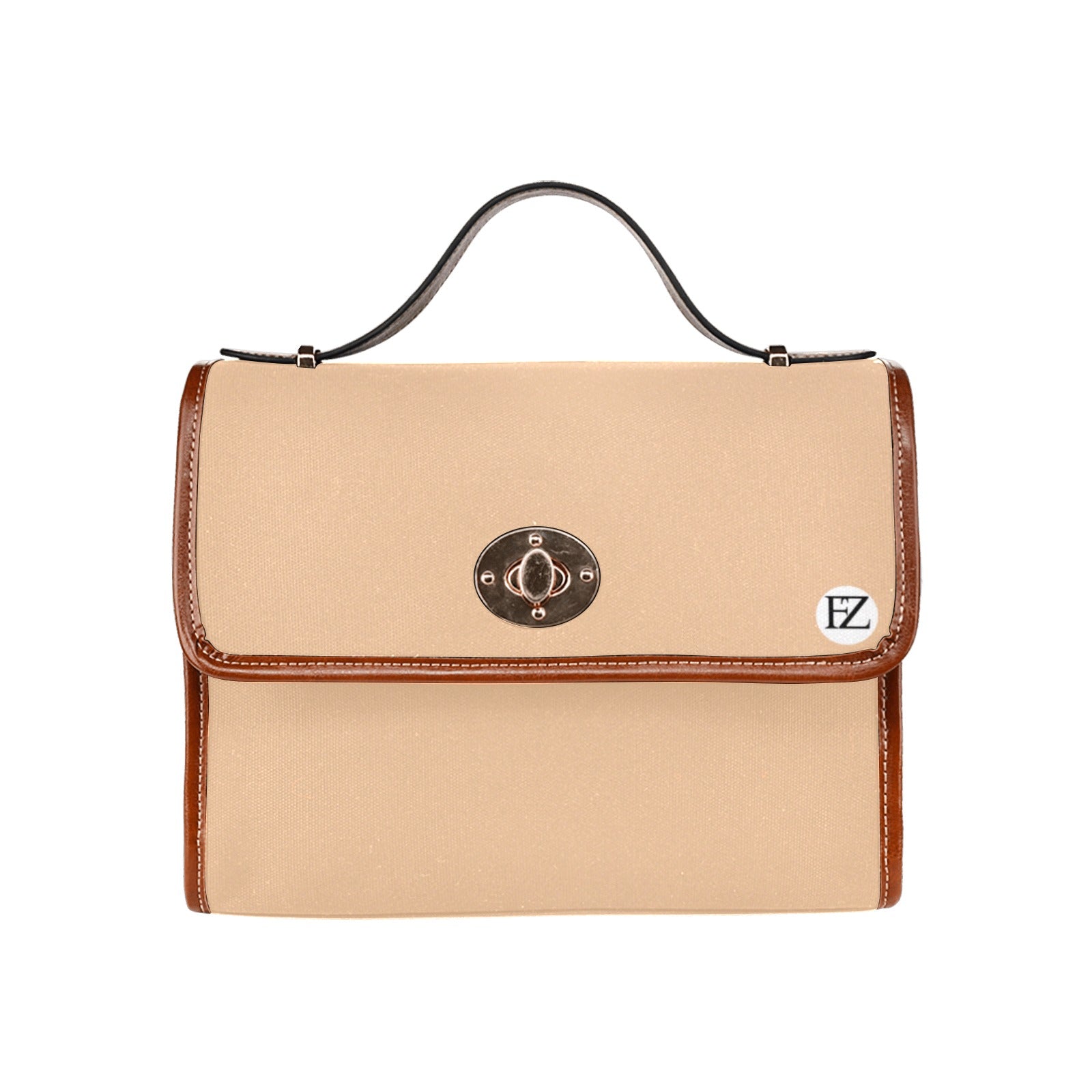 fz original handbag one size / fz - vanilla all over print waterproof canvas bag(model1641)(brown strap)