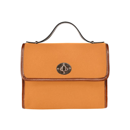 fz zone handbag one size / the zone - orange all over print waterproof canvas bag(model1641)(brown strap)