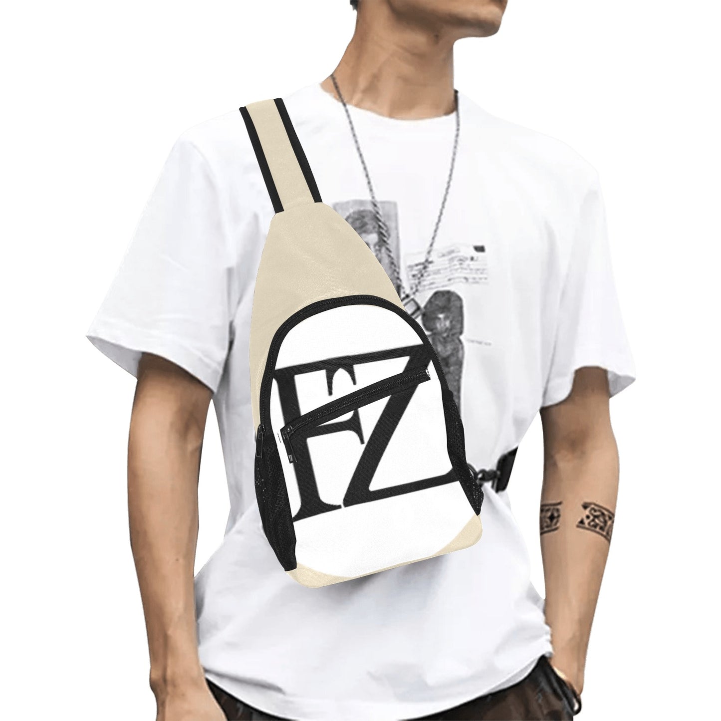 fz men's chest bag too one size / fz men's chest bag too-creme all over print chest bag(model1719)