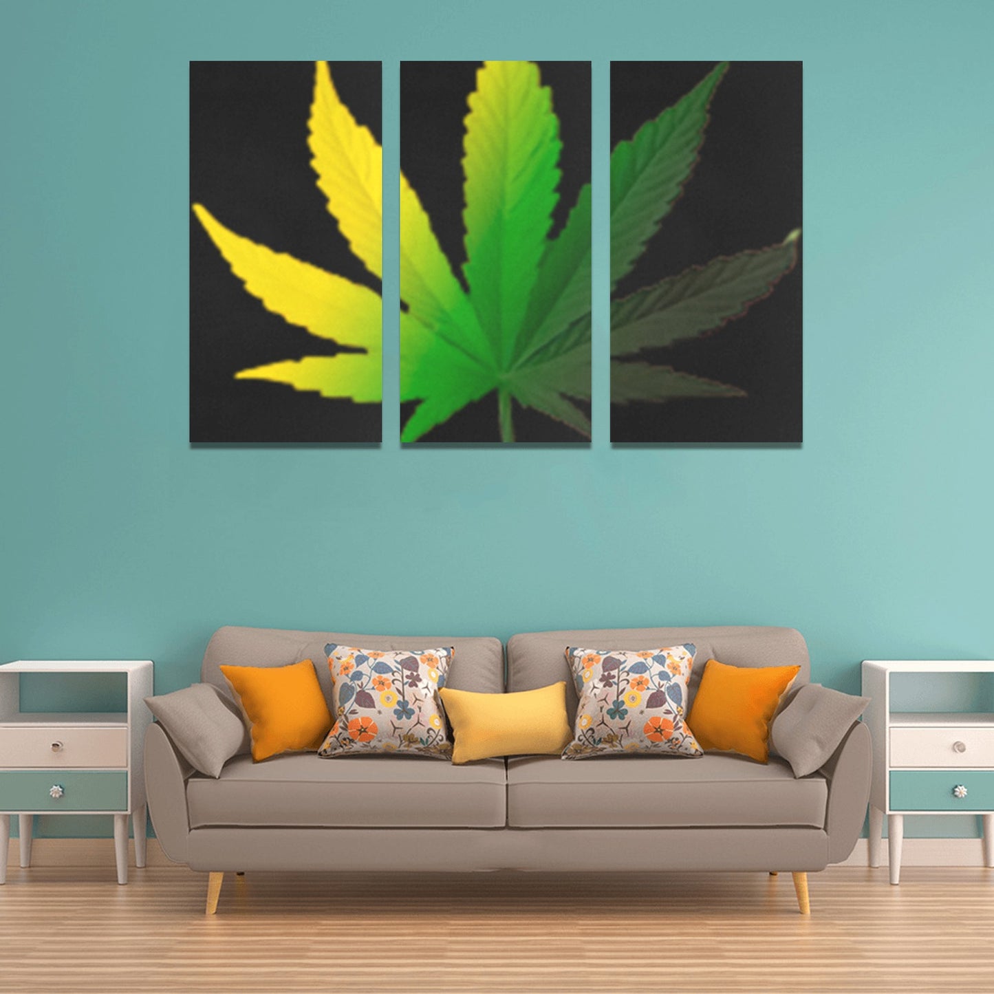 fz design collection too one size / fz the leaf framed canvas art prints set x (3 pieces) (made in usa)