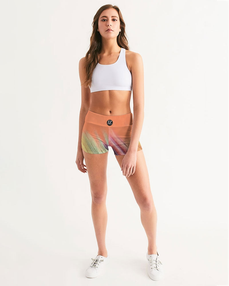 abstract zone women's mid-rise yoga shorts