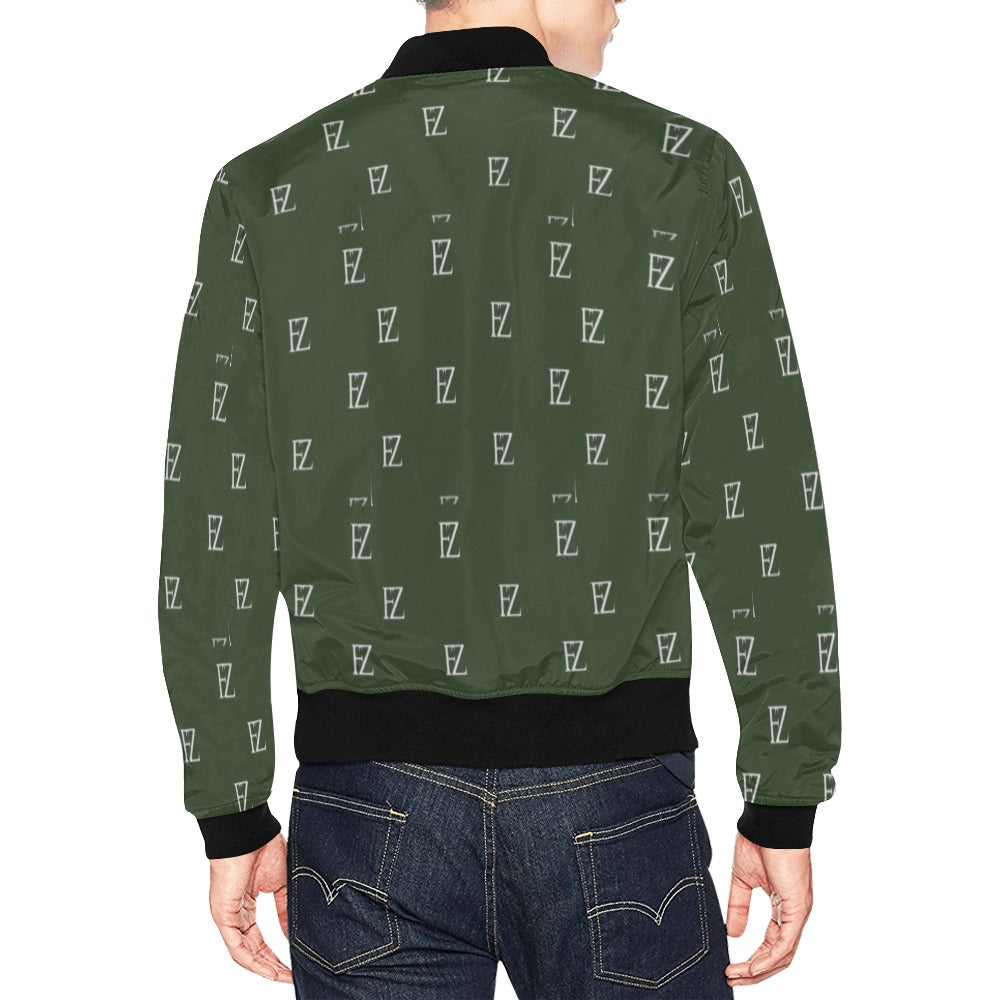 fz men's designer jacket-green men's all over print casual jacket (model h19)