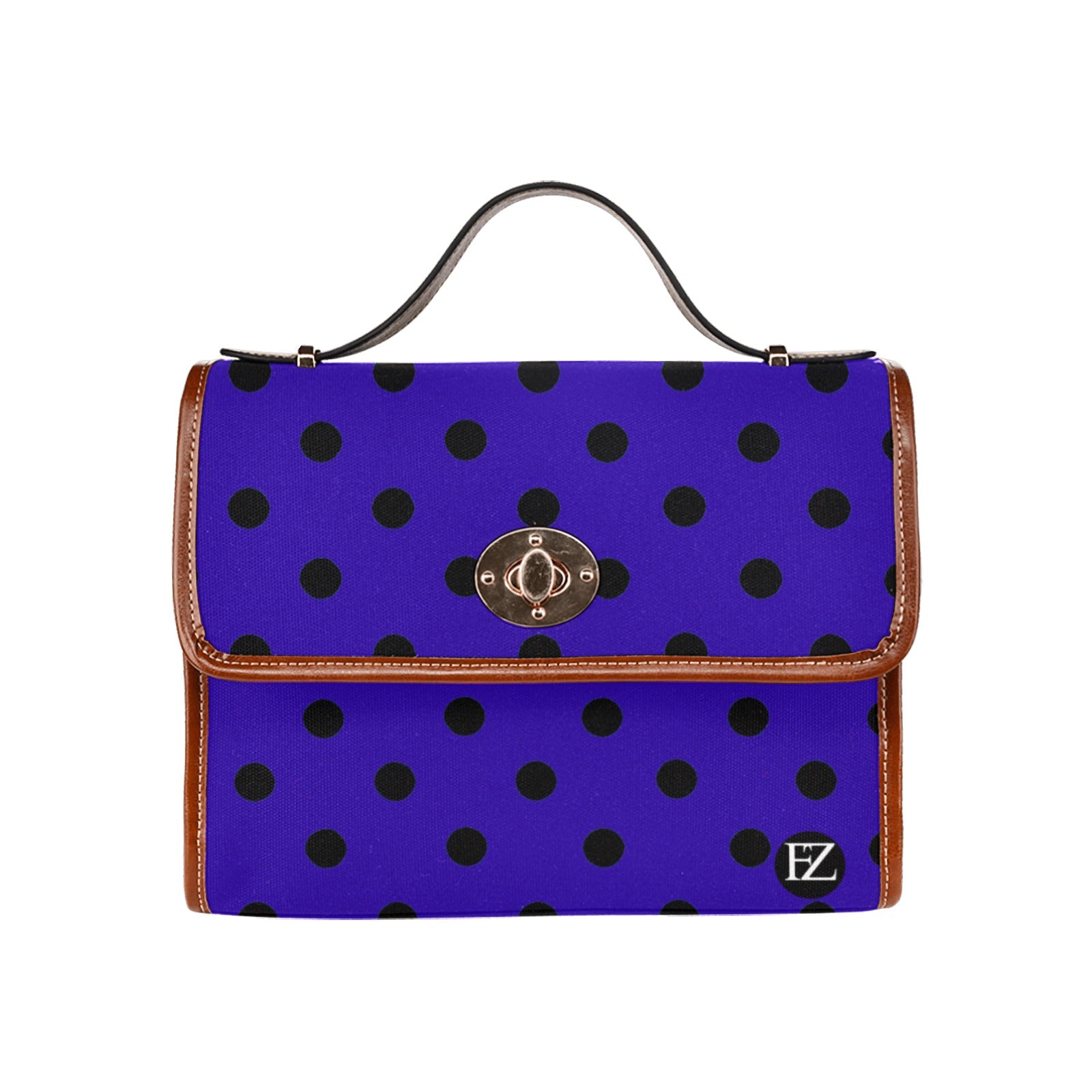 fz dot handbag one size / fz blue dot handbag all over print waterproof canvas bag(model1641)(brown strap)