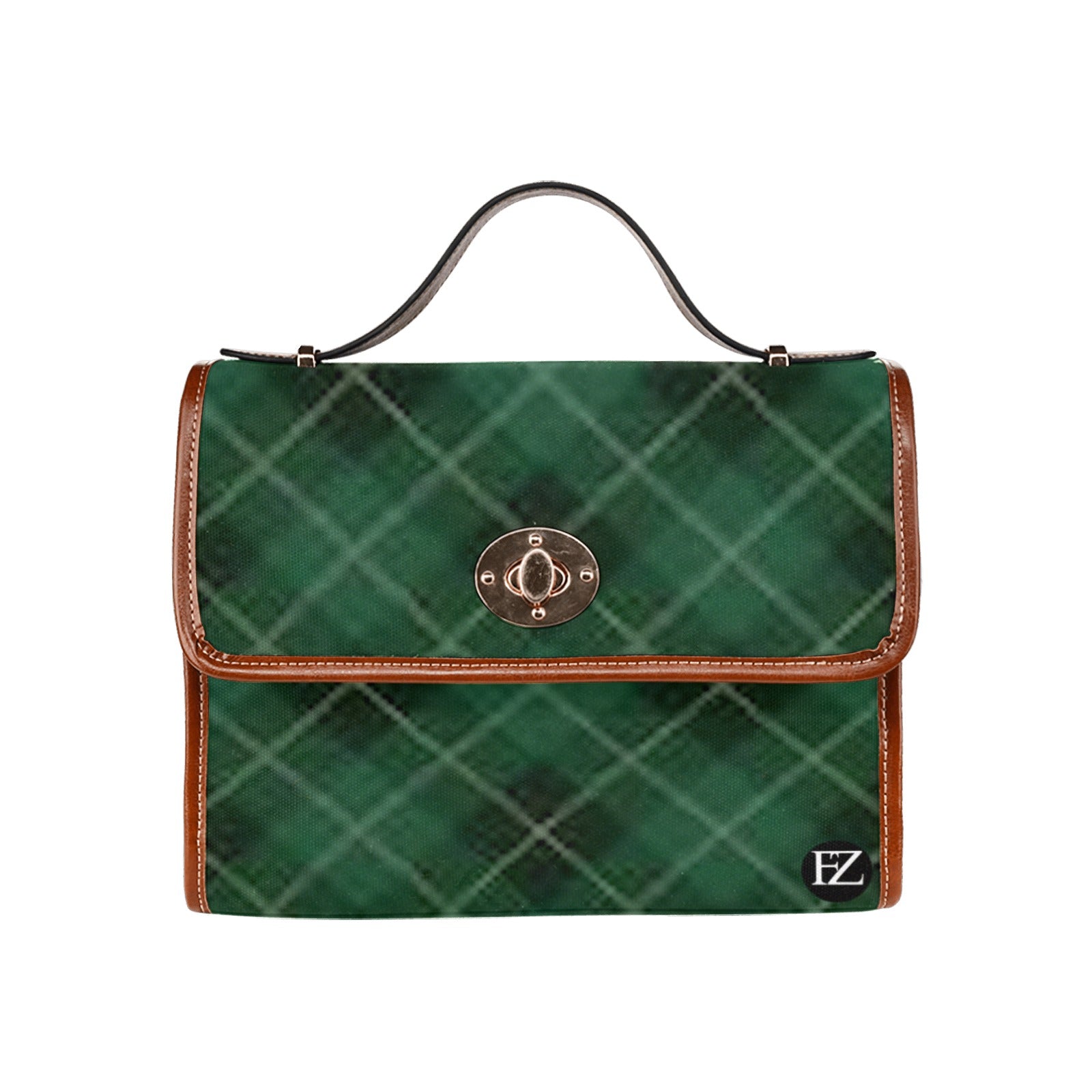 fz women's plaid hand bag all over print waterproof canvas bag(model1641)(brown strap)