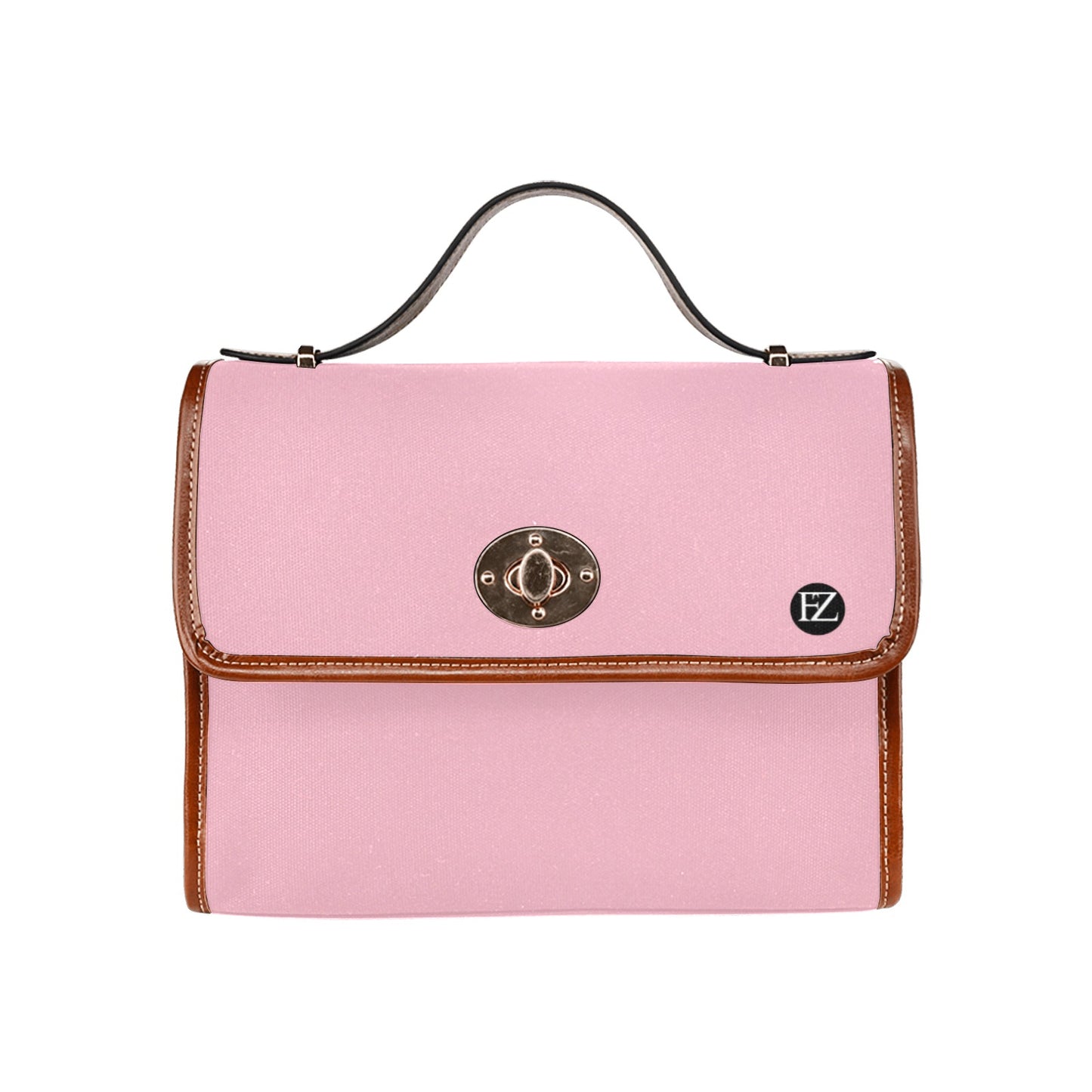 fz original handbag one size / fz 0riginal handbag - pink all over print waterproof canvas bag(model1641)(brown strap)