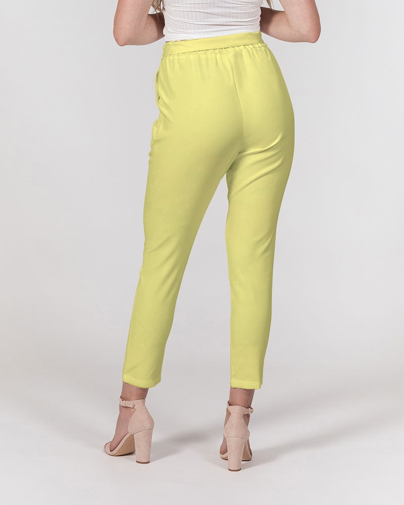 FZ TRUE YELLOW Women's All-Over Print Belted Tapered Pants - FZwear