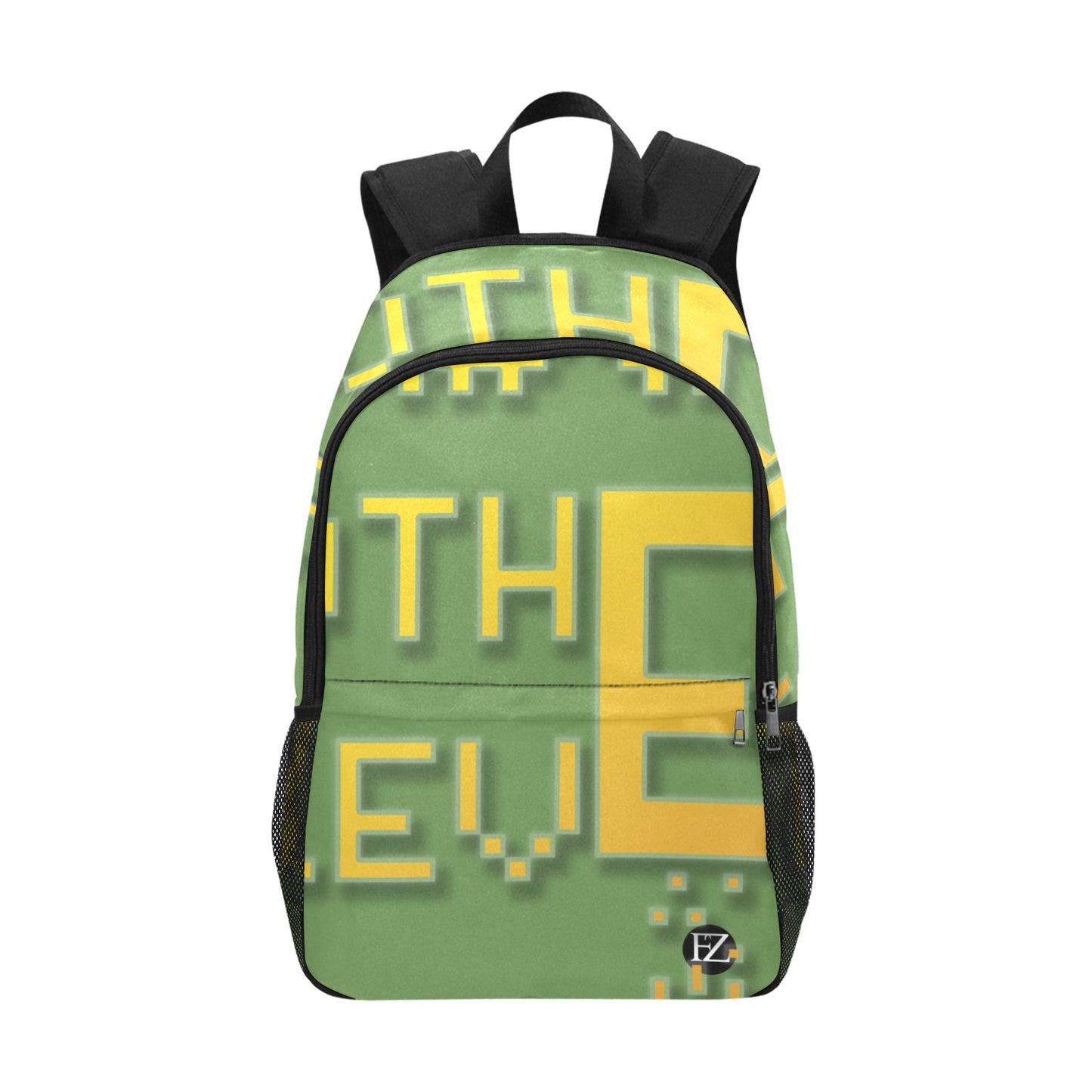 fz yellow levels backpack one size / fz levels backpack - green all-over print unisex casual backpack with side mesh pockets (model 1659)