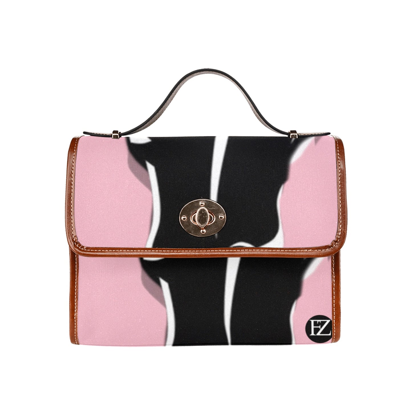 fz bull handbag one size / fz bull handbag - pink all over print waterproof canvas bag(model1641)(brown strap)