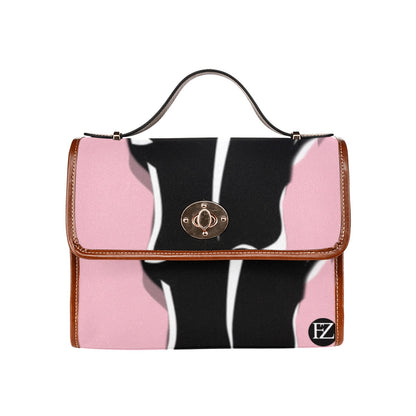 fz bull handbag one size / fz bull handbag - pink all over print waterproof canvas bag(model1641)(brown strap)