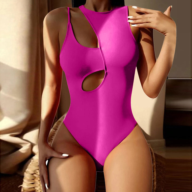 hollow multicolor one shoulder sexy swimsuit women