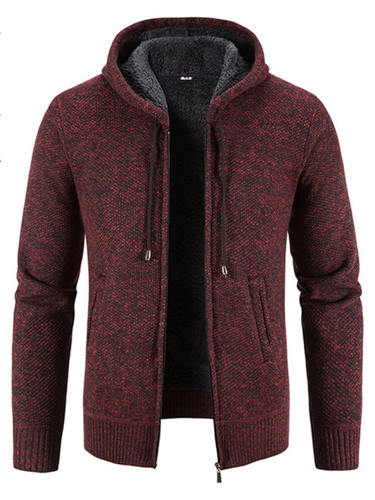 FZ Men's casual knitted hooded zipper jacket
