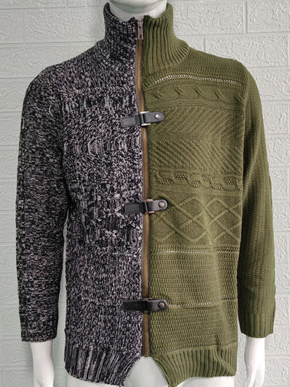 FZ Men's high -necked buckle long -sleeved knit sweater shirt - FZwear