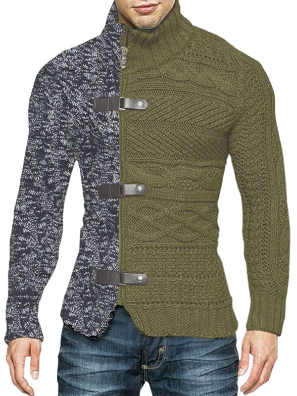 FZ Men's high -necked buckle long -sleeved knit sweater shirt - FZwear
