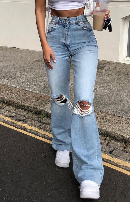 fz women's fashion wide leg flared jeans pants