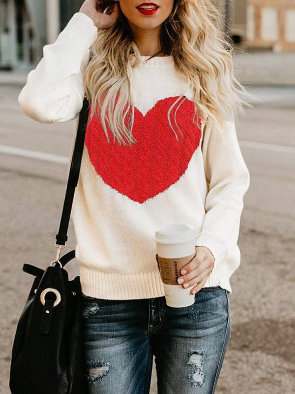 women's knitted sweater plus size love knitted pullover sweater women