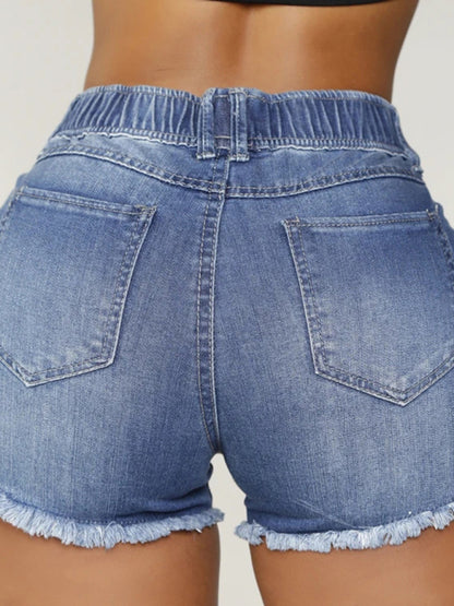 women's casual slim all-match ripped denim shorts