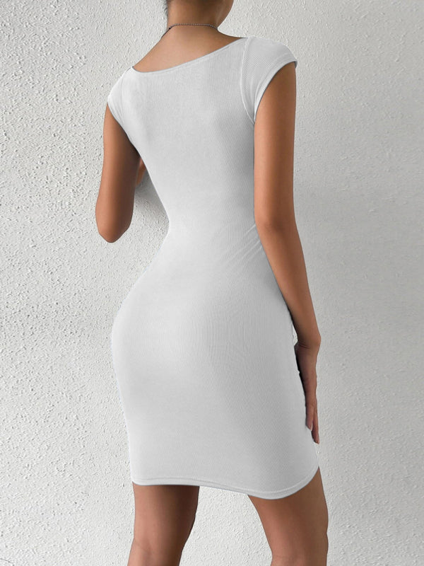 women's solid color sweetheart neck cocktail dress