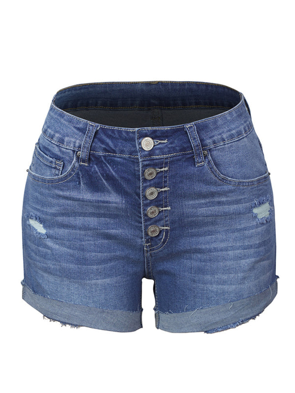 women's stretch ripped denim shorts