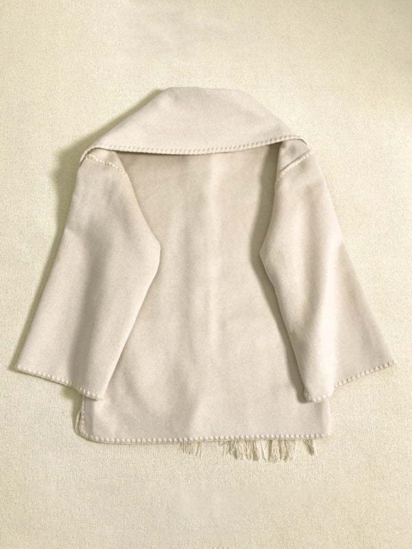 FZ Women's New wool blend fringed scarf collar Jacket - FZwear