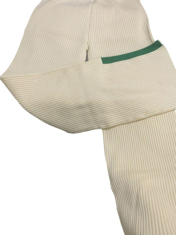 FZ Women's contrasting slit sweater elastic waist wide-leg pants suit - FZwear
