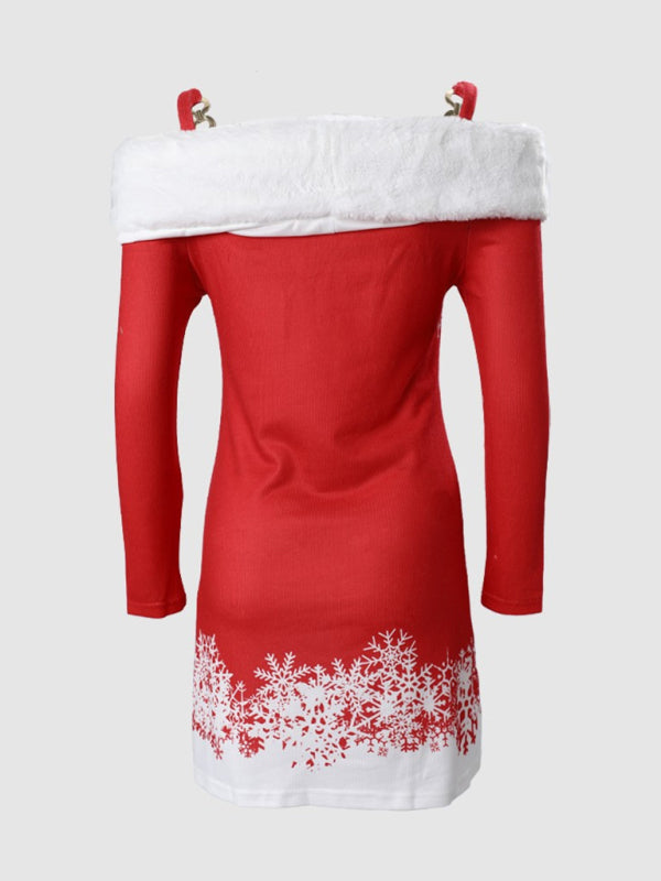FZ Women's new Christmas printed suspender dress