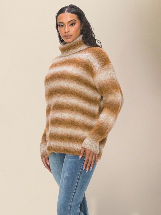 FZ Women's Striped Drop Shoulder Loose Sweater Top