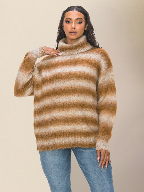 FZ Women's Striped Drop Shoulder Loose Sweater Top - FZwear