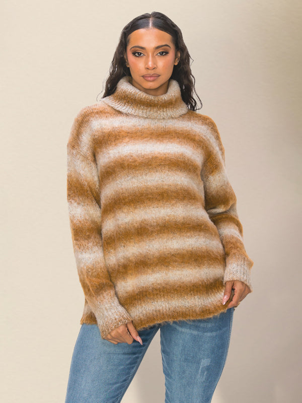 FZ Women's Striped Drop Shoulder Loose Sweater Top - FZwear