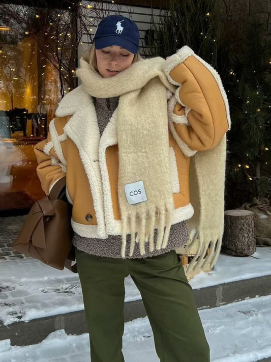 FZ Women's warm loose lambswool plush jacket