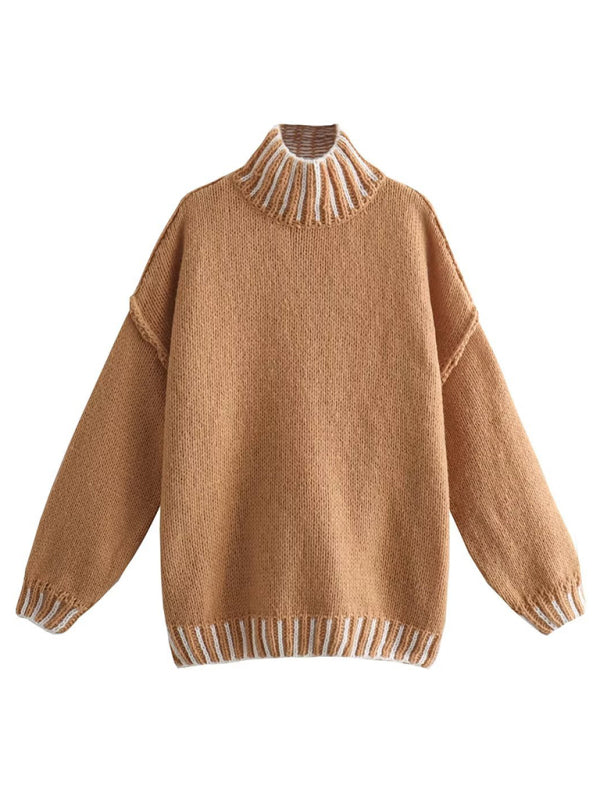 FZ Women's warm half turtleneck pullover sweater top - FZwear