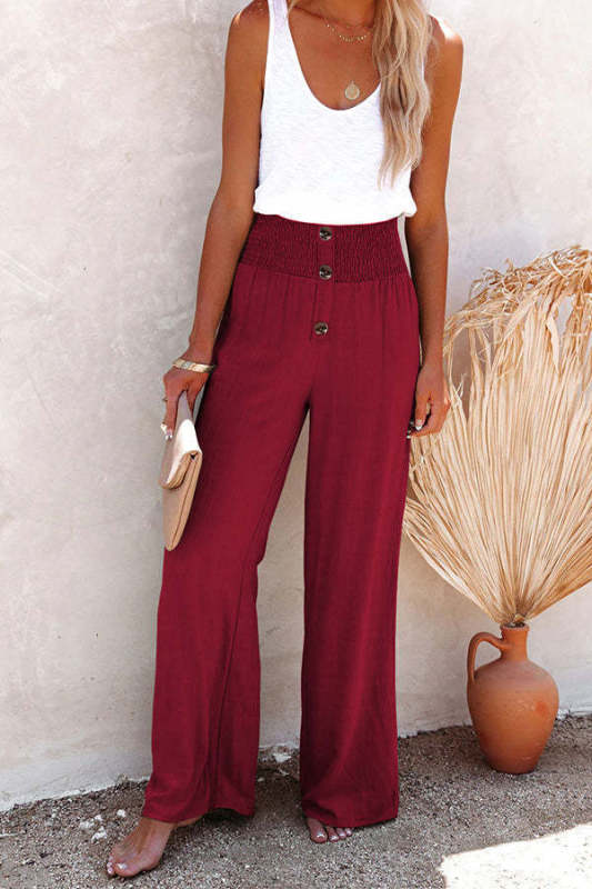 women's trousers pure color cotton and linen loose loose casual wide-leg women's trousers